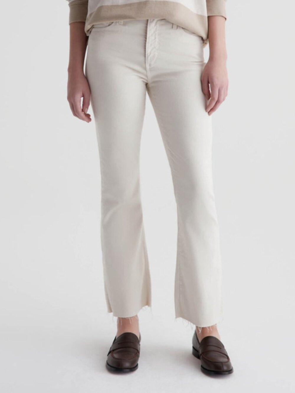 AG Adriano Goldschmied Farrah Boot Crop Jeans Opal Stone Raw Hem Size 26 New